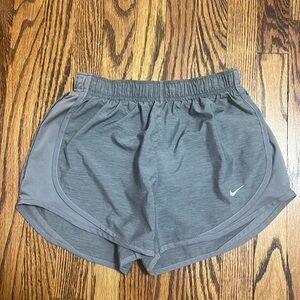 Nike Women's Gray Athletic Shorts with White Swoosh